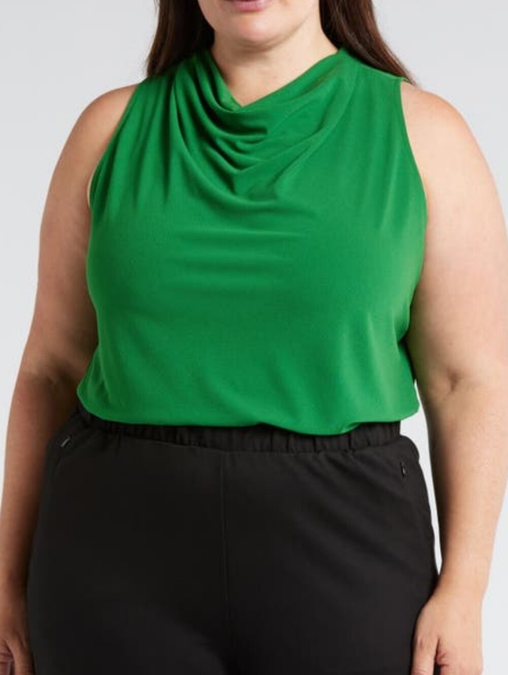 Universal Standard Crepe Cowl Neck Tank In Jardin Green Size 30/32
